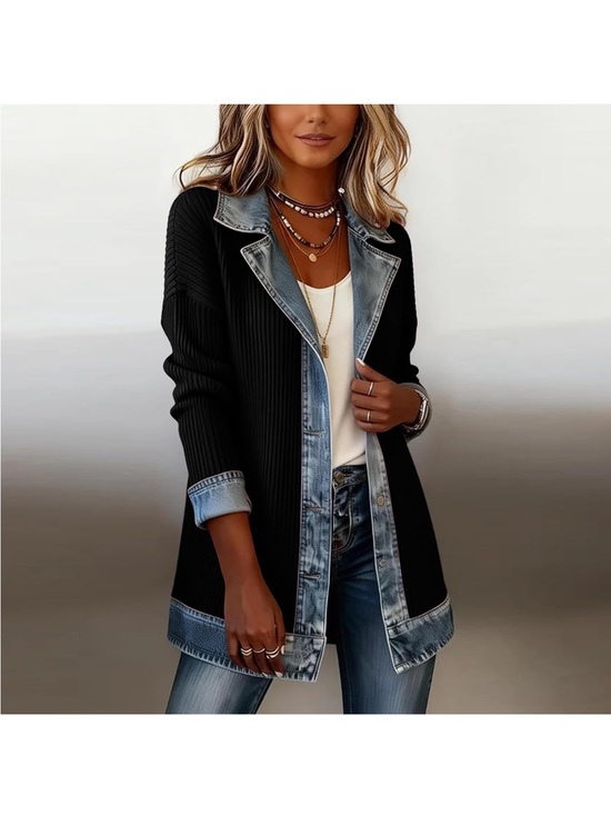 Sweaters - Corduroy jacket with denim trim. size Large. NWT . Black.